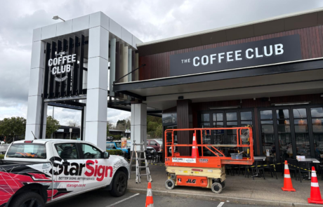 Coffee CLub New Signs Building Signs installed by StarSign